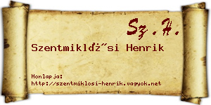 Szentmiklósi Henrik névjegykártya
