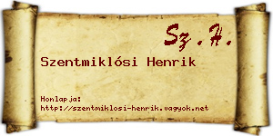 Szentmiklósi Henrik névjegykártya