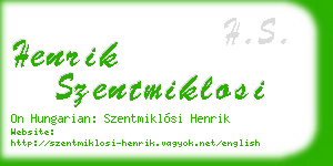 henrik szentmiklosi business card
