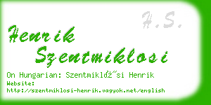 henrik szentmiklosi business card